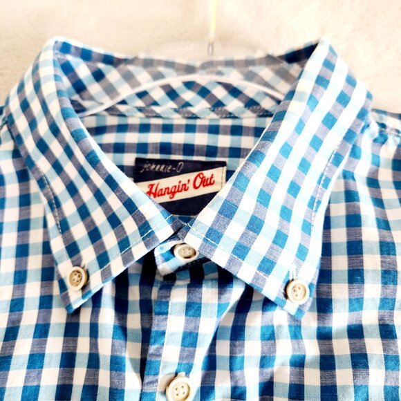 Johnnie O Shirt Mens Large Blue Check Hangin Out Tweener Button Long Sleeves - Picture 7 of 16